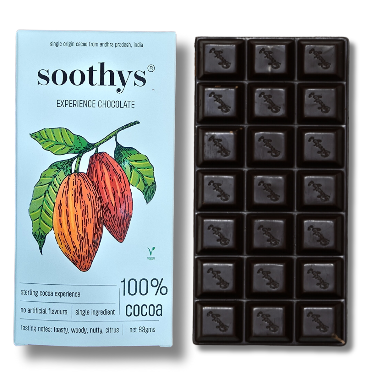 100% Dark Chocolate Bars Vegan |Sugar Free| 88gms