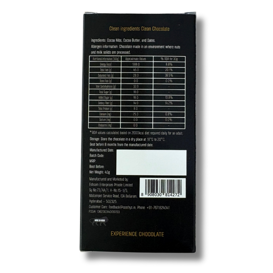 Pack Of 5 | 80% Dark Chocolate Bars Vegan |Date Sweetened| 43 gms
