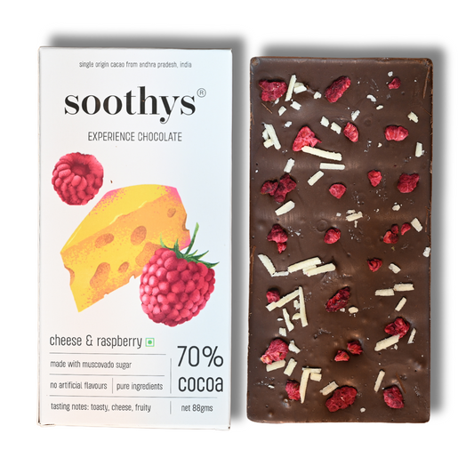 70% Dark Chocolate Bars with Raspberry and Cheese | 88gms