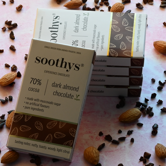 Value Combo - 70% Dark Vegan Almond Chocolate Bars (40 grams - 5 bars)