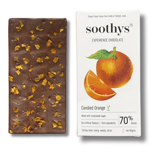 70% Dark Vegan Chocolate Bars Candied Orange | 88gms