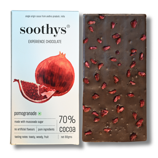 70% Dark Vegan Chocolate Bars with Pomegranate | 88gms