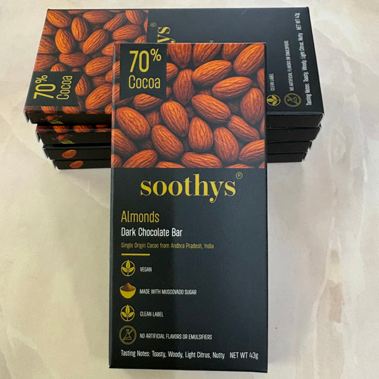Value Combo - 70% Dark Vegan Almond Chocolate Bars (43 grams - 5 bars)
