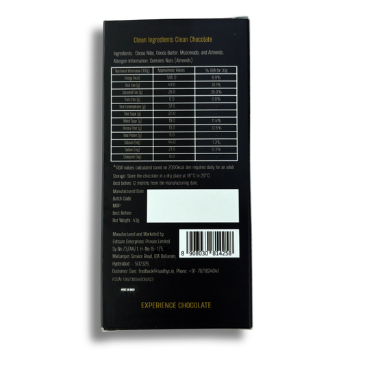 Pack Of 5 | 80% Dark Almond Chocolate Bars Vegan | 43 gms