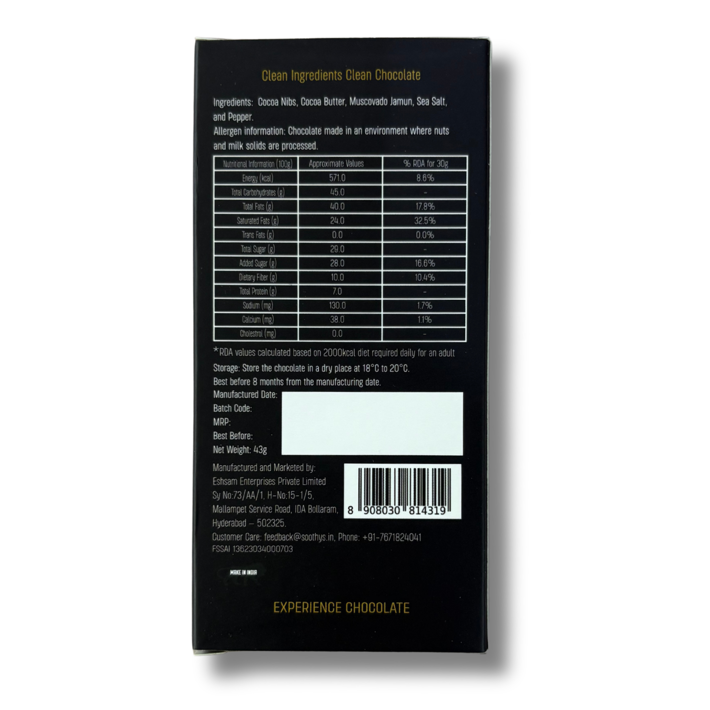 Pack Of 5 | 70% Dark Chocolate Bars | Jamun, Seasalt and Pepper | Vegan | 43 gms