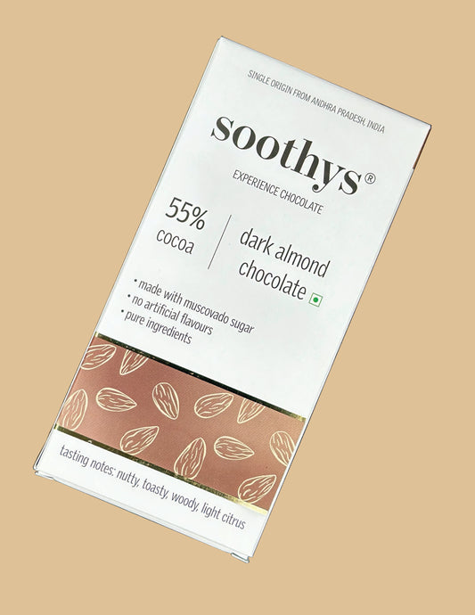 55% Dark Almond Craft Chocolate Bars - Soothys Bean-to-Bar