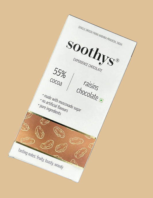 55% Dark Raisins Craft Chocolate Bars - Soothys Bean-to-Bar
