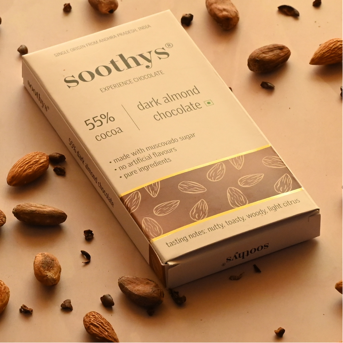 Soothys 55% Dark Almond Chocolate Bar
