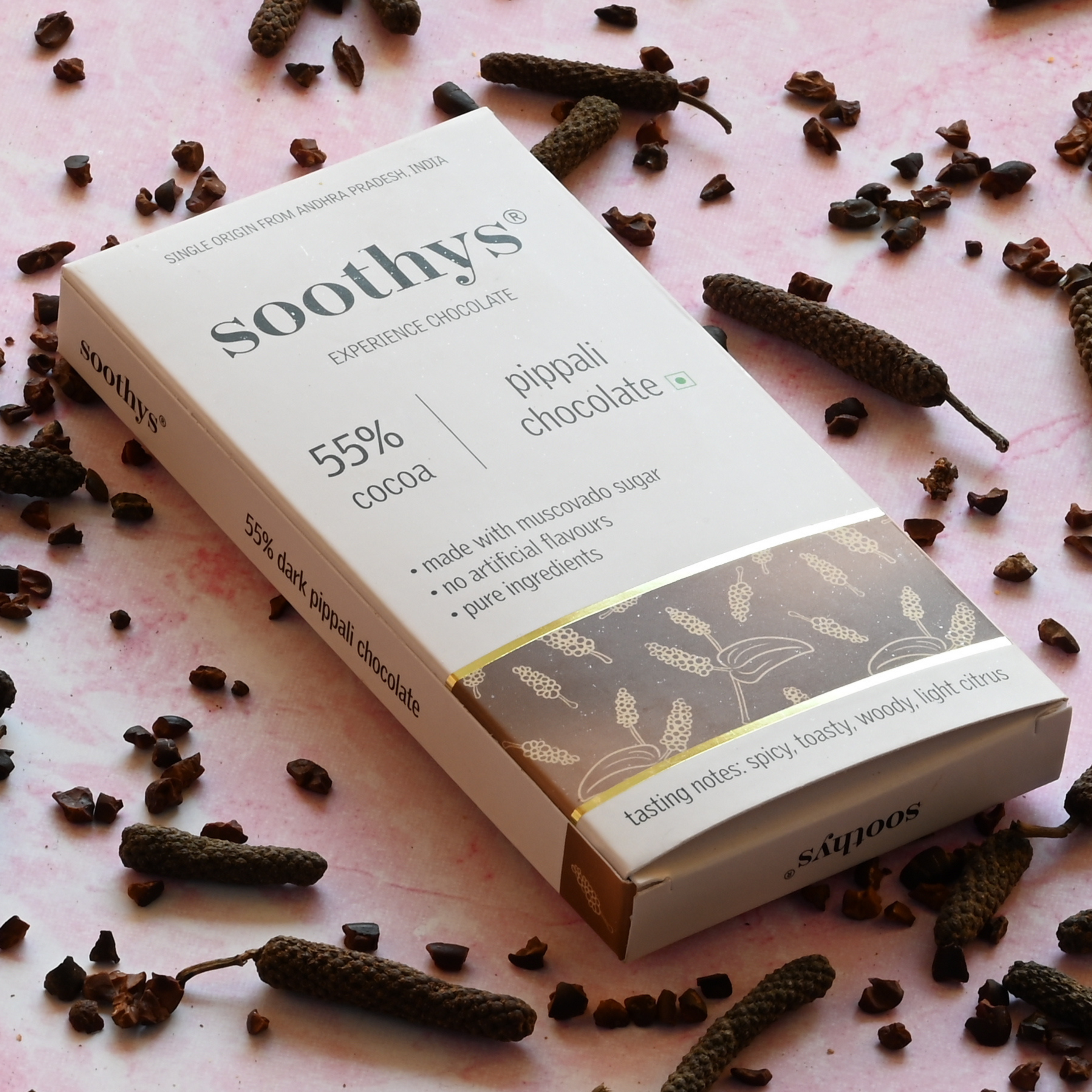 Soothys 55% Dark Pippali Craft Chocolate Bar