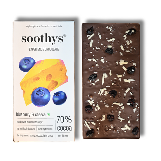 70% Dark Chocolate with Blueberries & Cheese | 88gms