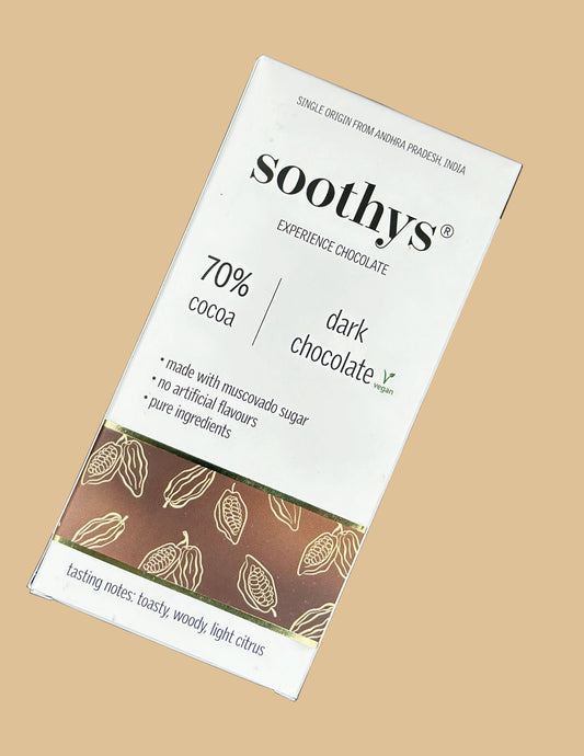 70% Dark Vegan Craft Chocolate Classic Bars - Soothys Bean-to-Bar