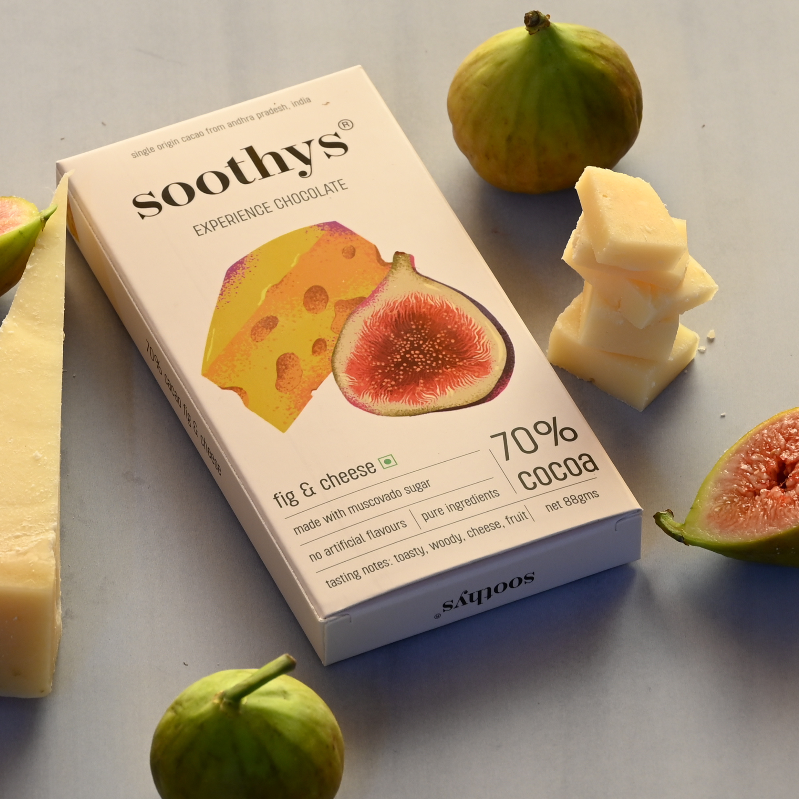 Soothys 70% Dark Chocolate Bar with Fig & Cheese