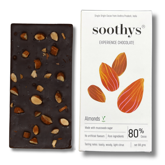 80% Dark Almond Vegan Chocolate Bars| 88gms