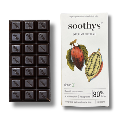 80% Dark Vegan Craft Chocolate Classic Bars | 88gms