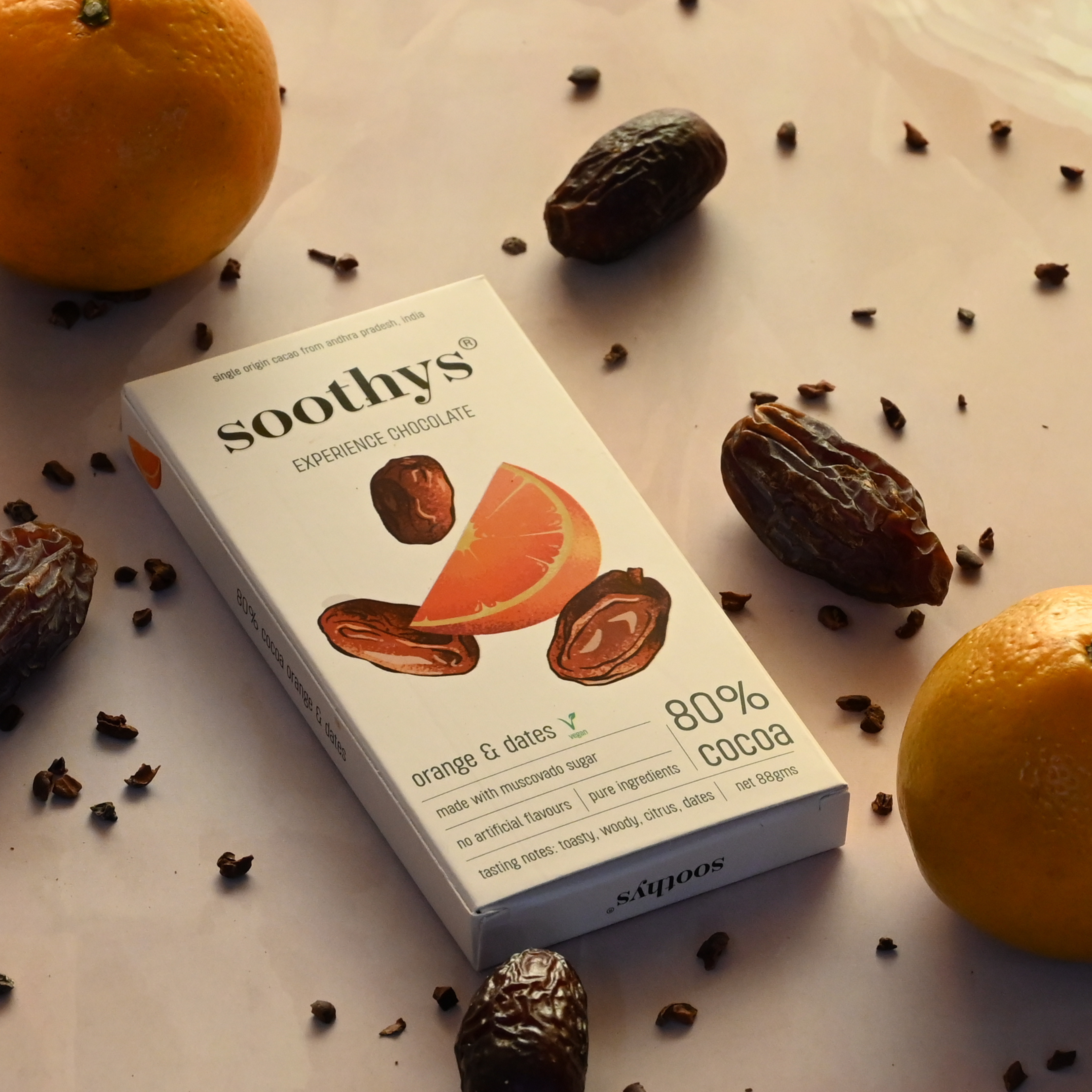 Soothys 80% Dark Vegan Chocolate Bar Orange & Dates