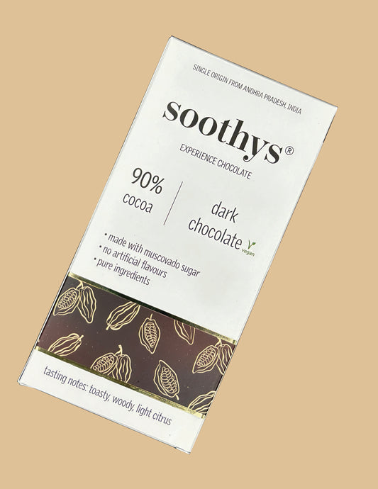 90% Dark Chocolate Bars Classic Vegan- Soothys Bean-to-Bar