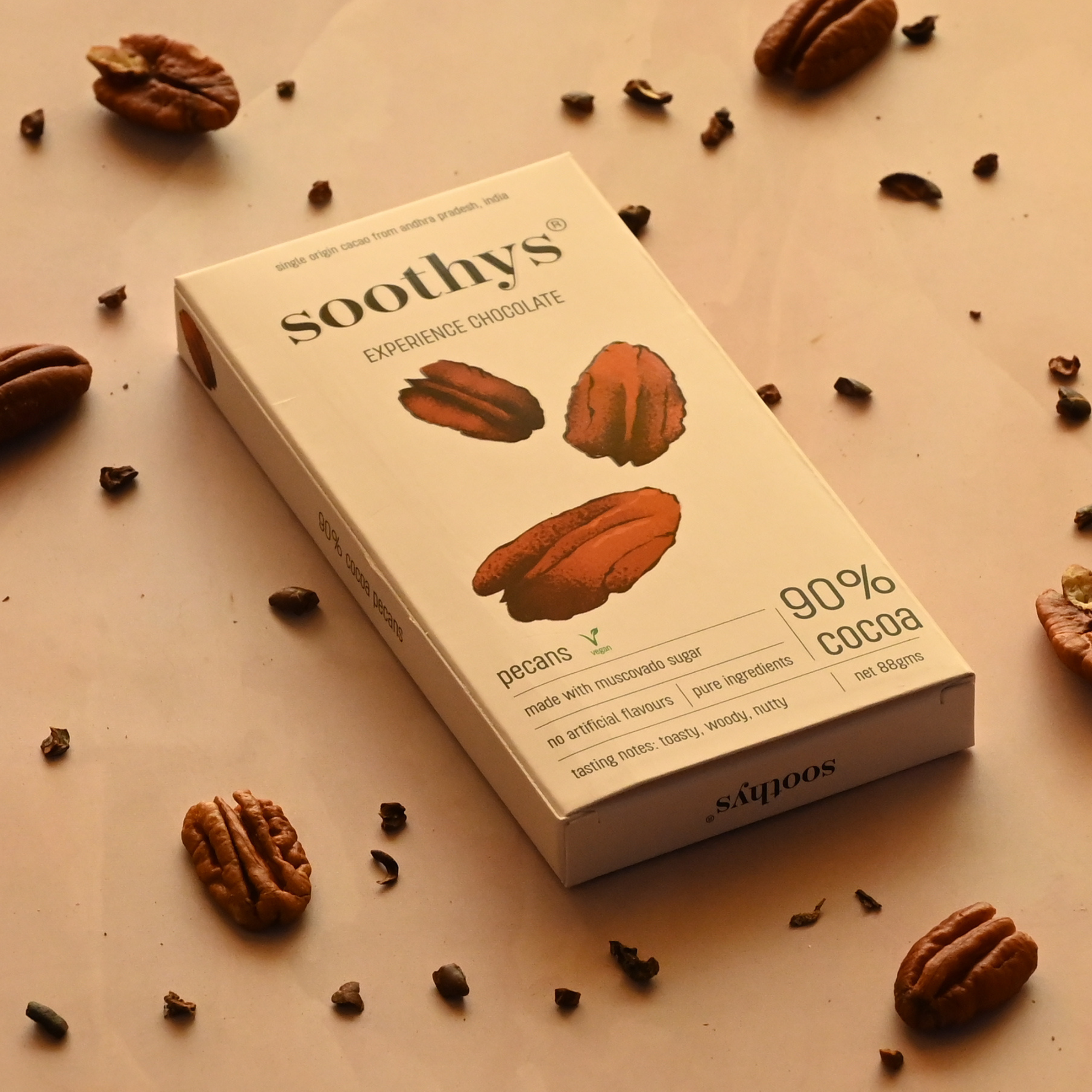 Soothys 90% Dark Vegan Chocolate Bar with Pecans