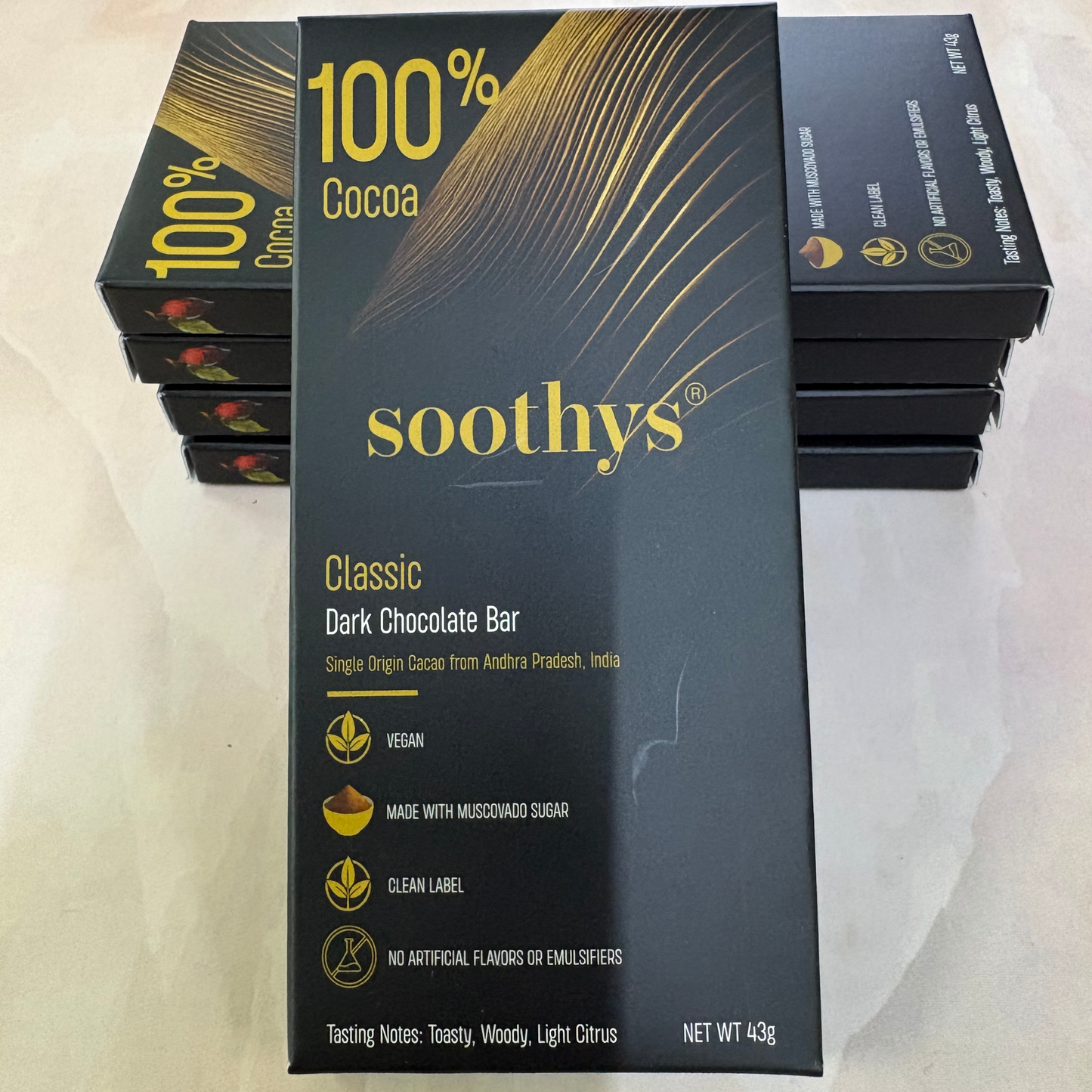 Pack Of 5 | 100% Dark Chocolate Bars Vegan |Sugar Free| 43 gms